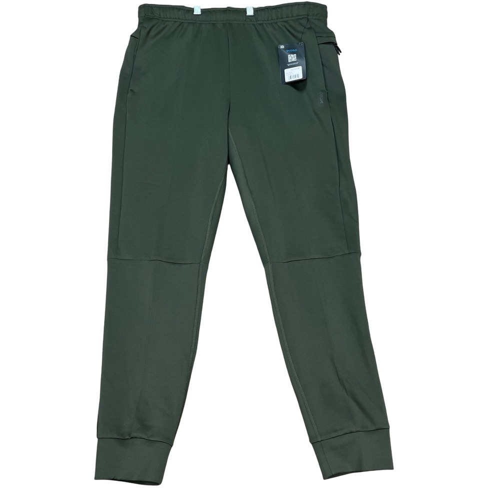 Skora Qwick-Dry Pants Mens Large Olive Green Jogger Fit Stretch‎ Waistband NEW